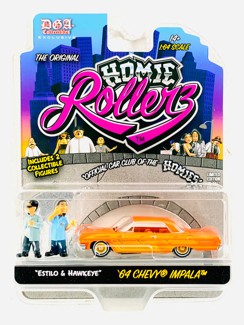 Greenlight x DGA Homie Rollers 2025 Series 1 1964 Chevrolet Impala SS Hard Top w/ Estilo & Hawkeye