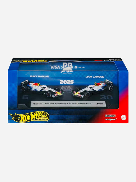 Hot Wheels 2026 F1 Formula One 2025 Racing Premium Visa Cash App Racing Bulls Team Liam Lawson #30 & Isack Hadjar #6 2-Pack Box Set Diorama