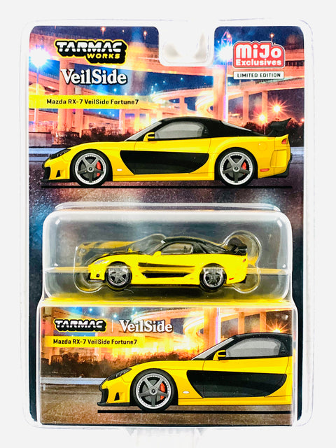 Tarmac Works Mijo Exclusives Global 64 Mazda RX-7 VeilSide Fortune7 Yellow & Black