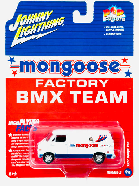 Johnny Lightning Pop Culture Mongoose Factory BMX Team 1977 Dodge Van - Damaged Card