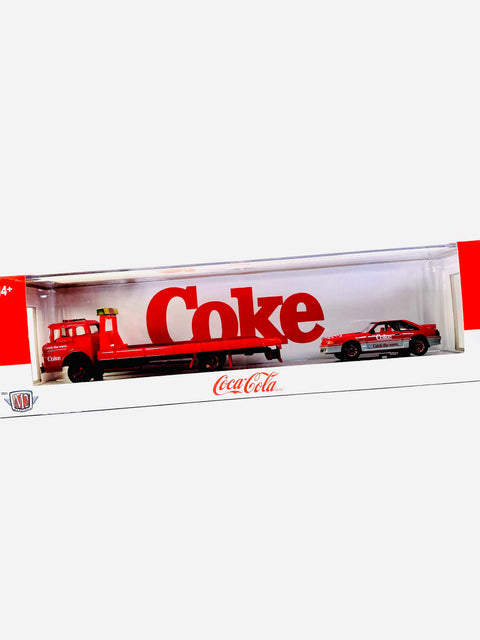 M2 Machines Auto Haulers Coke 1990 Ford C-8000 & 1990 Ford Mustang GT Chase - Damaged Blister