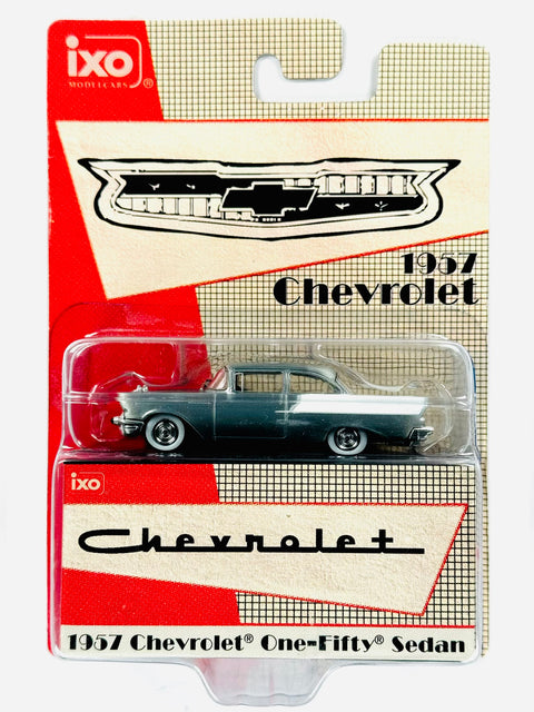iXO Model 1957 Chevrolet One-Fifty Sedan Onyx Black & India Ivory Chase - Damaged Card/Blister