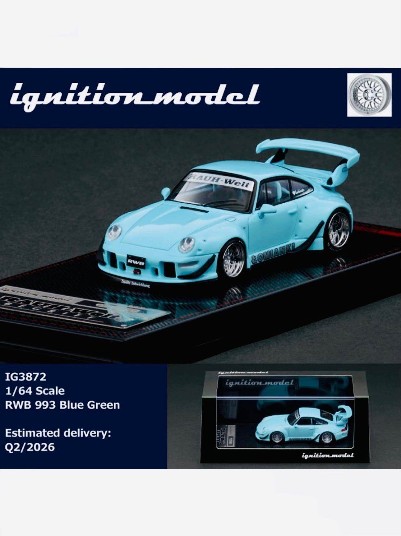 ignition model RWB 993 マットブルー ミニカー1/43 Ignition Model Factory Sealed Rauh Welt Begriff RWB 993 Blue Green