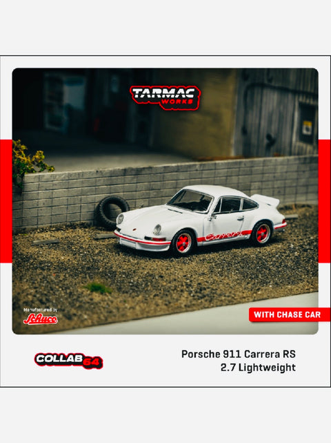 Tarmac Works x Schuco Collab 64 Porsche 911 Carrera RS 2.7 Lightweight White & Red