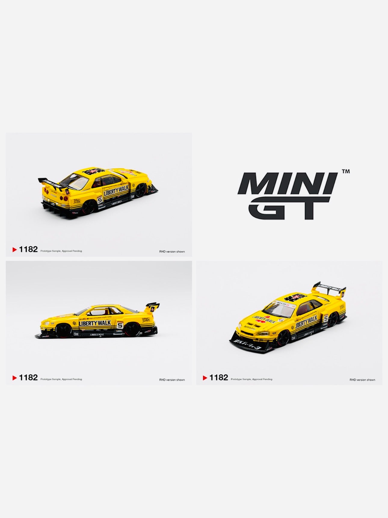 1/64 MINI GT Nissan LB-ER34 イエロー Mini GT Nissan LB-ER34 Super Silhouette Skyline Sport Yellow #1182