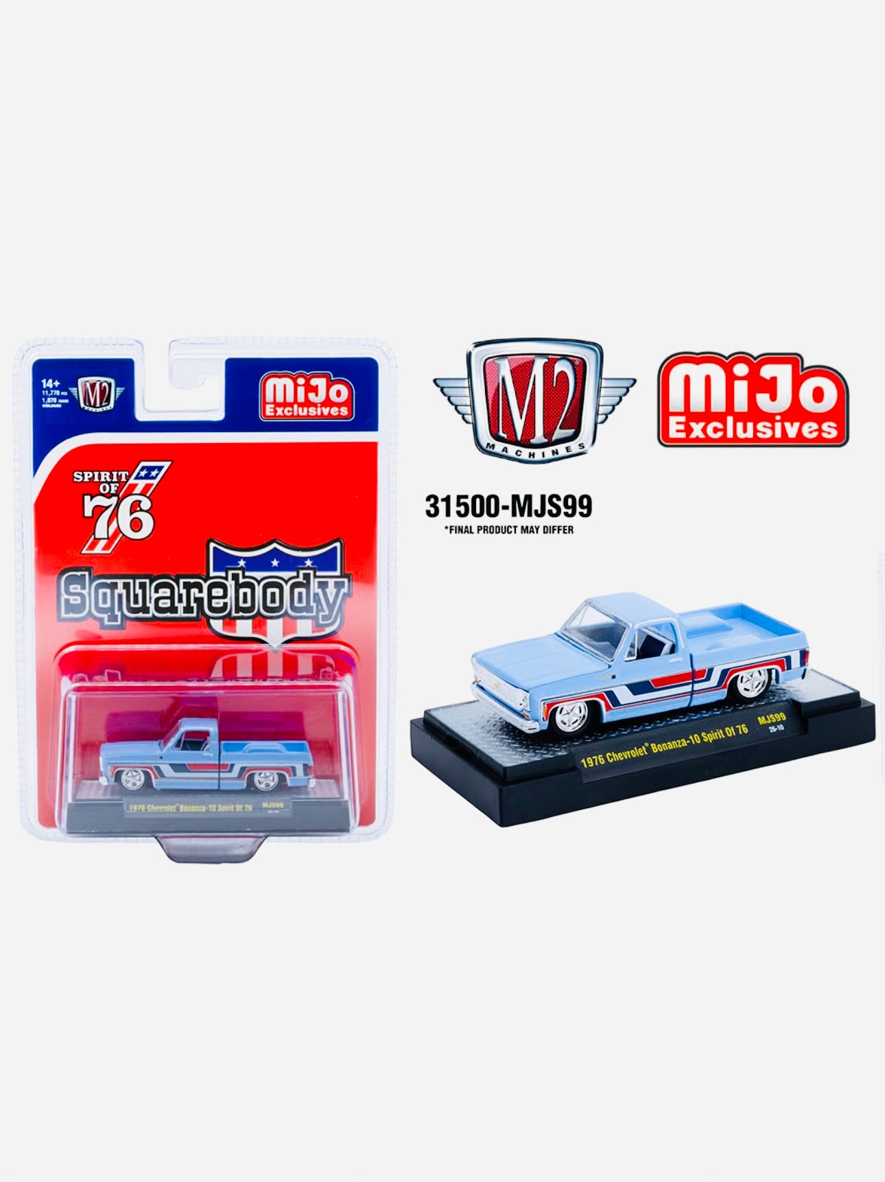 M2 Machines Mijo Exclusive USA Squarebody 1976 Chevrolet Silverado