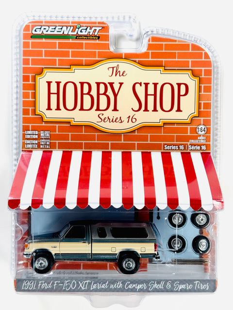 Greenlight Hobby Shop Series 16 1991 Ford F-150 XLT Lariat w/ Camper Shell & Spare Tires Chase