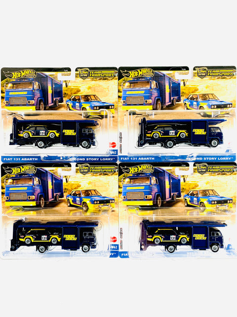 Hot Wheels 2024 Team Transport Fiat 131 Abarth & Second Story Lorry #62 Solid Pack (4 Cars)