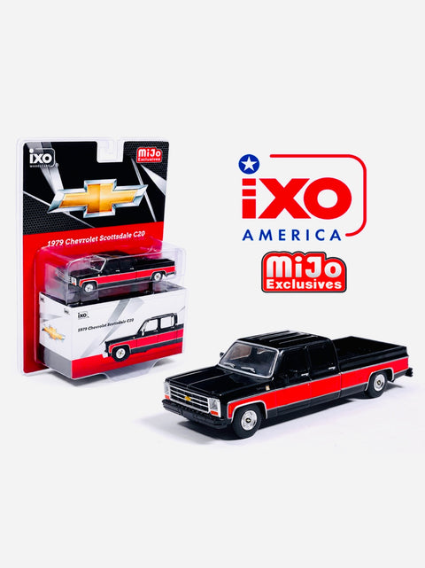 iXO Model 1979 Chevrolet Scottsdale C20 Crew Cab Black W/ Red Two Tone Truck