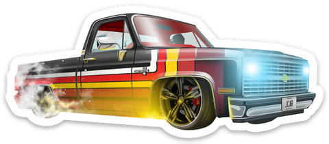 Auto World JCar Diecast Exclusive 1981 Chevy C10 Cheyenne Pick-Up Truck Diecut Sticker