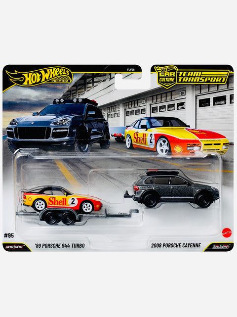 Hot Wheels 2026 Team Transport Case M Shell ’89 Porsche 944 Turbo & ’08 Porsche Cayenne w/ Rally Trailer #95