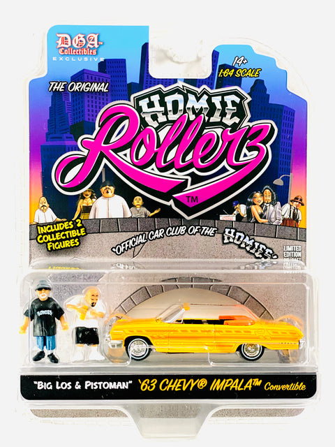 Greenlight x DGA Homie Rollers 2025 Series 1 1963 Chevrolet Impala SS Convertible w/ Big Los & Pistoman
