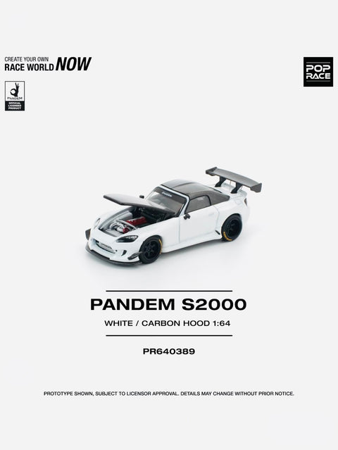Pop Race Factory Sealed Pandem Honda S2000 White W/ Carbon Hood #389