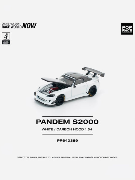 Pop Race Factory Sealed Pandem Honda S2000 White W/ Carbon Hood