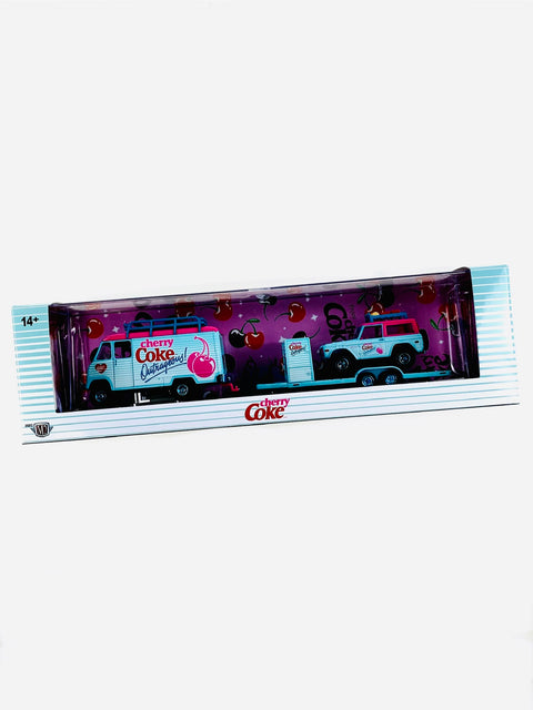 M2 Machines Auto Haulers Coca-Cola Cherry Coke 1948 Ford Parcel Truck 4X4 & 1966 Ford Bronco Chase - Damaged Blister