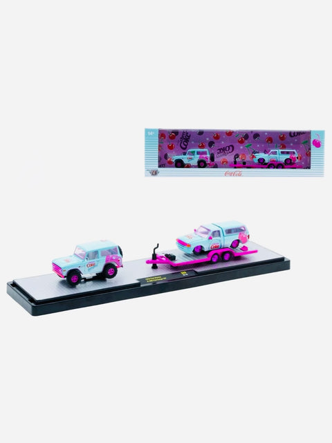 M2 Machines Auto Haulers Coca-Cola Cherry Coke 1976 Ford Bronco & 1995 Ford Ranger XLT Truck Chase - Damaged Blister