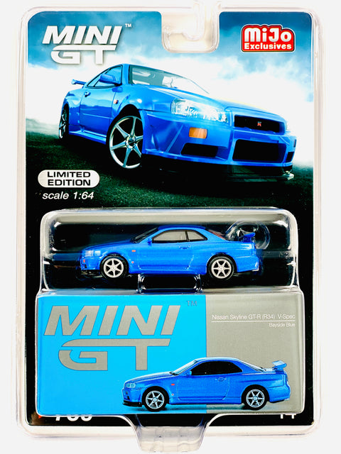 Mini GT Mijo Exclusive Nissan Skyline GT-R (R34) V-Spec Bayside Blue #759