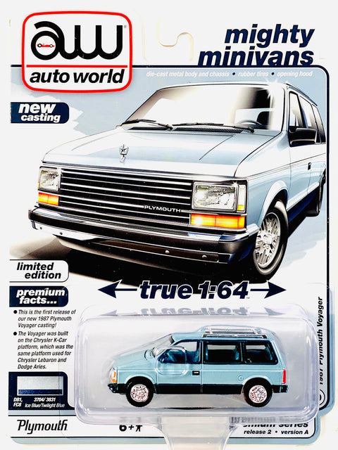 Auto World Mighty Minivans 1987 Plymouth Voyager Ice Blue/Twilight Blue