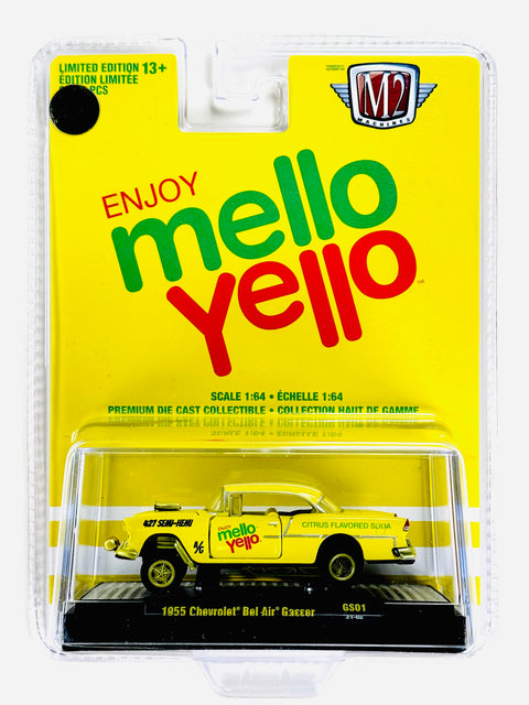 M2 Machines Mello Yello 1955 Chevrolet Bel Air Gasser Chase - Damaged Blister