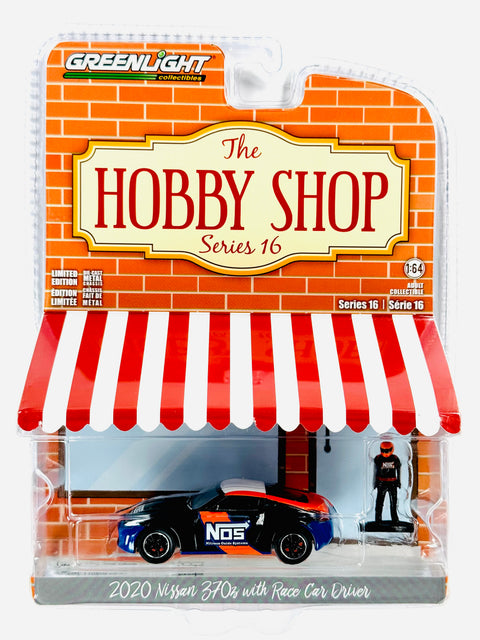 Greenlight The Hobby Shop Series 16 2020 Nissan 370z NOS with Race Car Driver