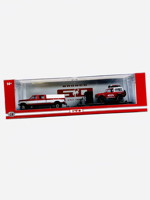 M2 Machines Auto Haulers 1987 Ford F-350 Truck & 1966 Ford Bronco - Damaged Box