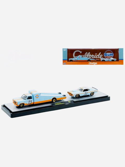 M2 Machines Auto Haulers Gulf 1974 Dodge Truck & 1970 Dodge Challenger T/A