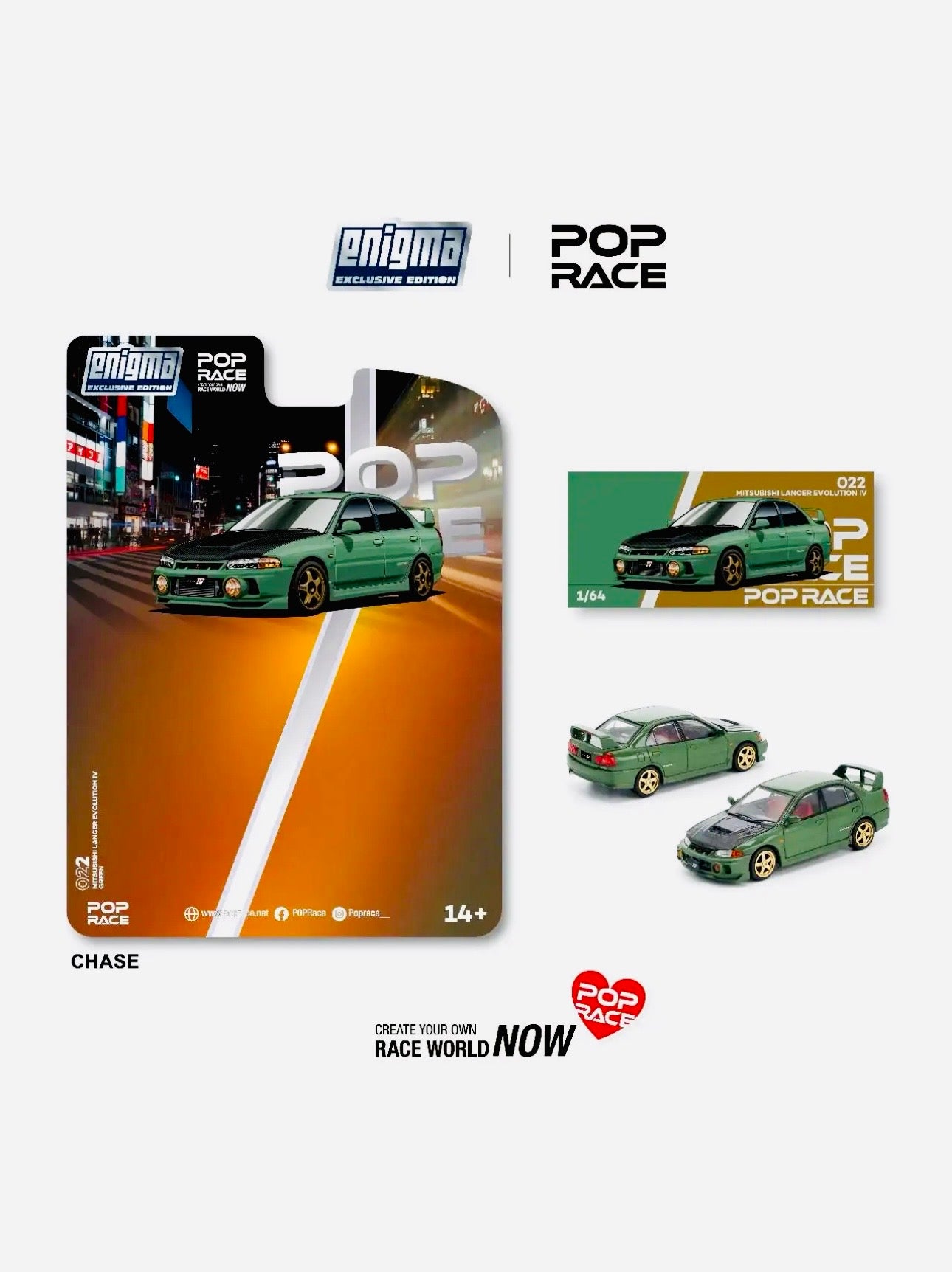 Pop Race Enigma Exclusive Mitsubishi Lancer Evolution IV Green
