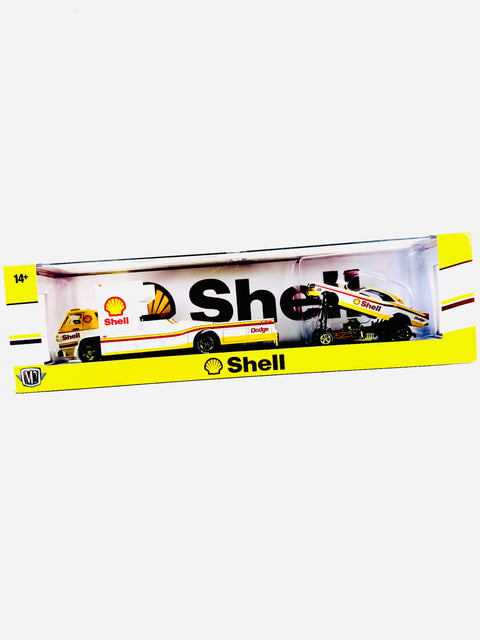 M2 Machines Auto Haulers Shell 1966 Dodge L600 COE & 1971 Dodge Challenger Funny Car Chase - Damaged Box