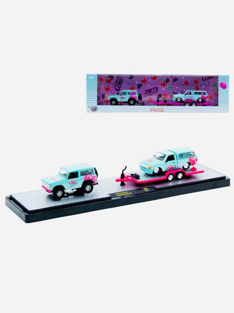 M2 Machines Auto Haulers Coca-Cola Cherry Coke 1976 Ford Bronco & 1995 Ford Ranger XLT Truck