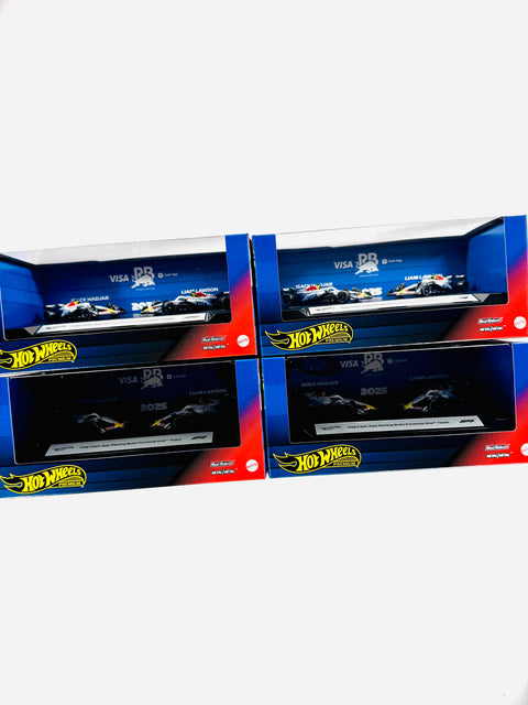 Hot Wheels 2026 F1 Formula One 2025 Racing Premium Visa Cash App Racing Bulls Team  Liam Lawson #30 & Isack Hadjar #6 2-Pack Box Set Diorama Case JMM94 (4 Pieces)
