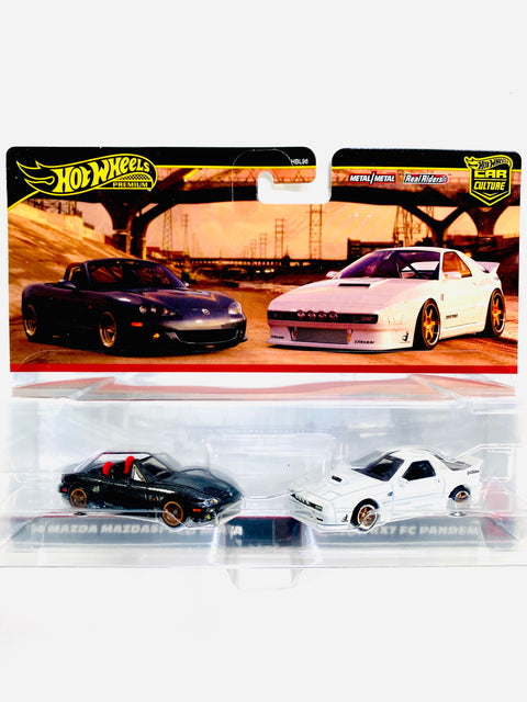 Hot Wheels 2024 Target Exclusive 2 Pack '04 Mazda Mazdaspeed Miata & Mazda RX7 FC Pandem - Damaged Card