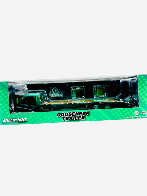 Greenlight Gooseneck Trailer in Lime Green W/ Red & White Conspicuity Stripes Chase - Damaged Box