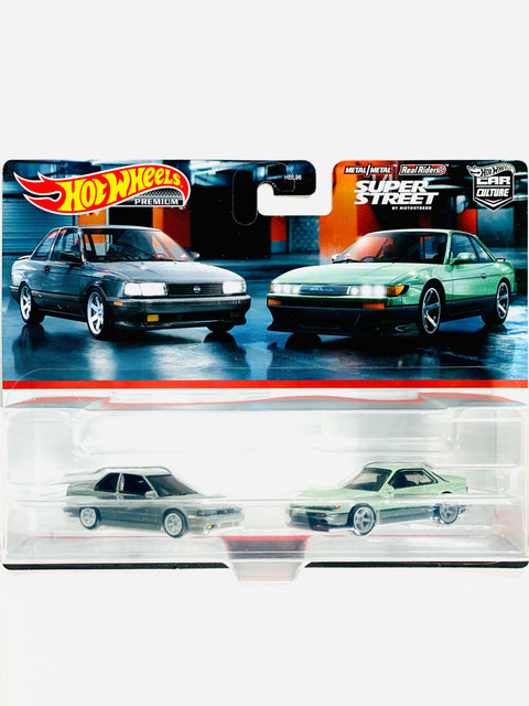Hot Wheels 2024 Target Exclusive 2 Pack Super Street by Motortrend '91 Nissan Sentra SE-R & Nissan Silvia (S13)- Damaged Card/Blister