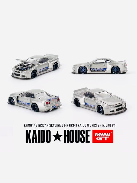 Mini GT x Kaido House Collab Nissan Skyline GT-R (R34) Kaido Works SHINJUKU V1 #143