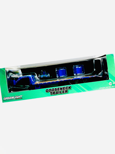 Greenlight Gooseneck Trailer in Blue W/ Red & White Conspicuity Stripes Chase