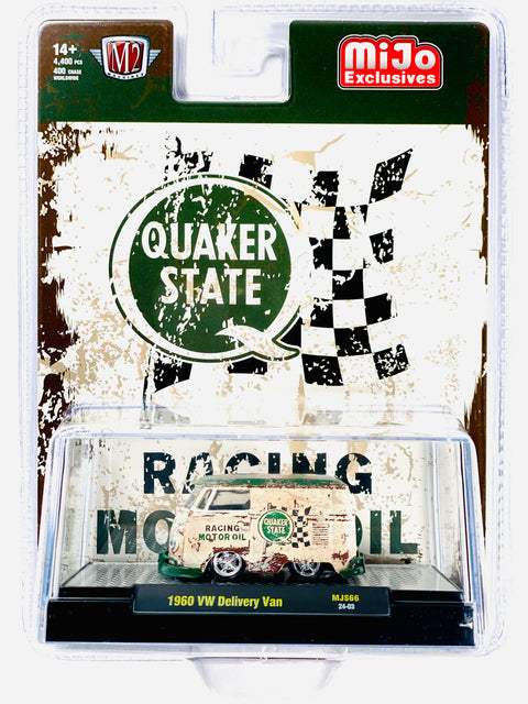 M2 Machines Mijo Exclusive 1960 Volkswagen Delivery Van Quaker State Weathered - Damaged Blister