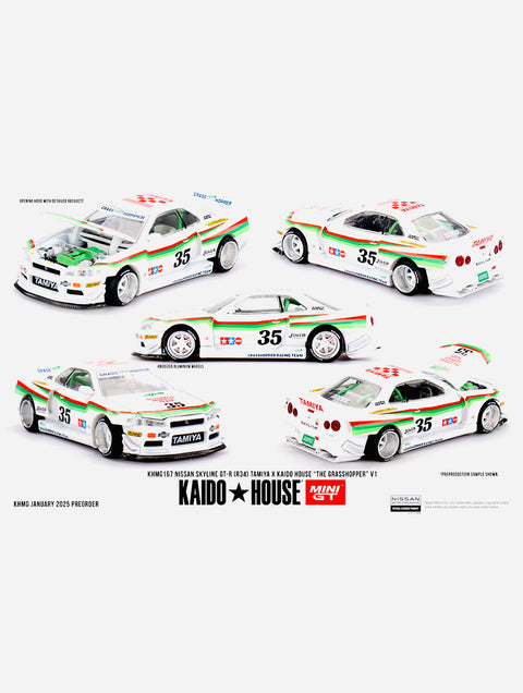 Mini GT x Kaido House Collab Nissan Skyline GT-R (R34) TAMIYA x Kaido House "The Grasshopper" V1 #167