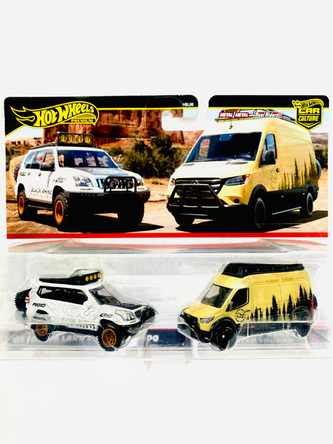 Hot Wheels 2024 Target Exclusive 2 Pack '05 Toyota Land Cruiser Prado & Mercedes-Benz Sprinter Tourer - Damaged Card