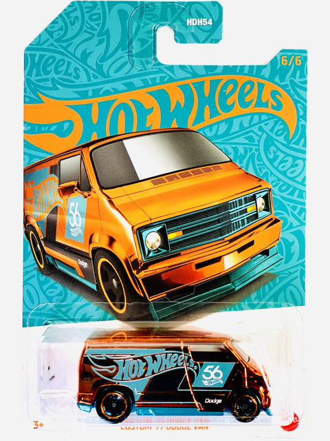 Hot Wheels 2024 Pearl & Chrome Custom '77 Dodge Van (6/6) - Damaged Card