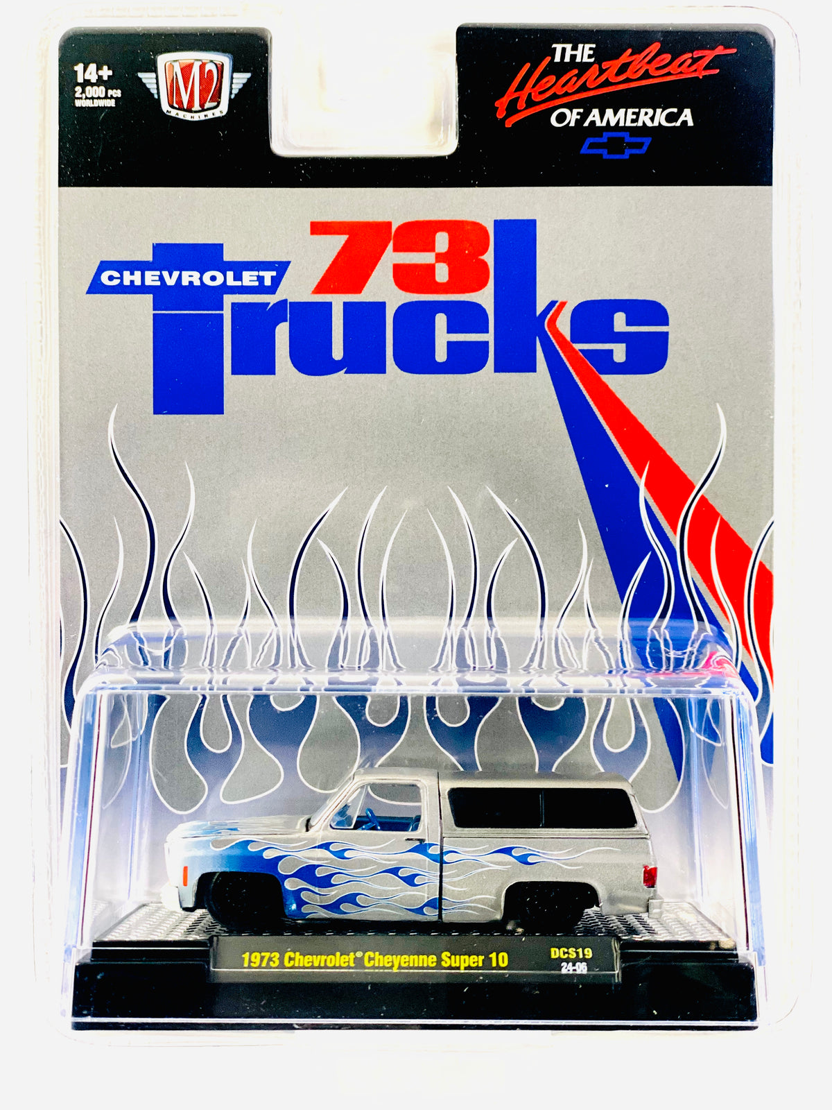 1973 Chevrolet Cheyenne Super 10 Bedless Truck #73 Matt Dark Green  w/Graphics 1/24 Diecast Model Car by M2 Machines