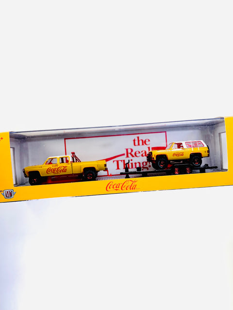 M2 Machines Auto Haulers Coca Cola 1972 Cheyenne Super 30 & 1973 Chevrolet K5 Blazer Chase