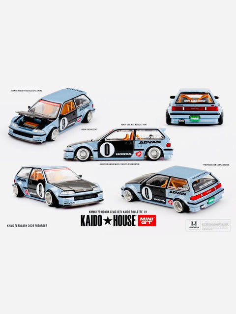 Mini GT x Kaido House Collab Honda Civic (EF) Kaido Roulette V1 Factory Sealed Case #179 (24ct)