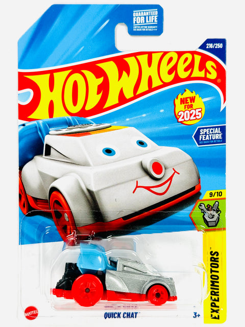 Hot Wheels Experimotors Quick Chat Silver (216/250) - Damaged Card/Blister