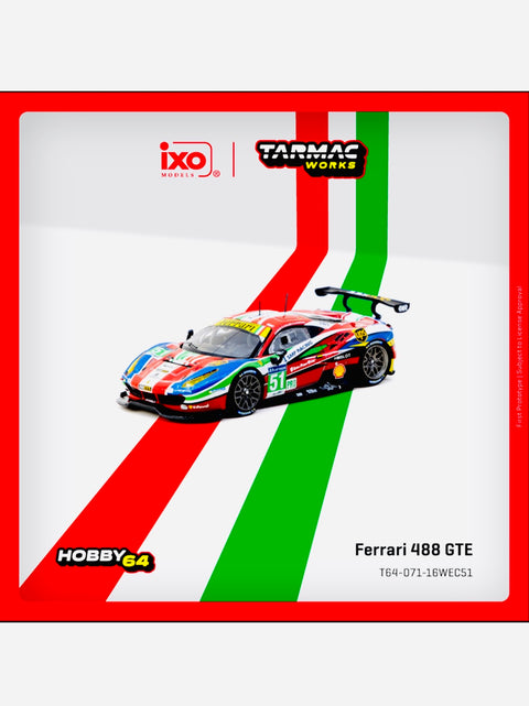 Tarmac Works Hobby 64 Factory Sealed Ferrari 488 GTE 24h of Le Mans 2016 #51