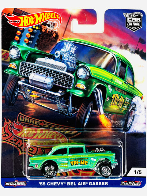 Hot Wheels 2018 Car Culture Drag Strip Demons '55 Chevy Bel Air Gasser