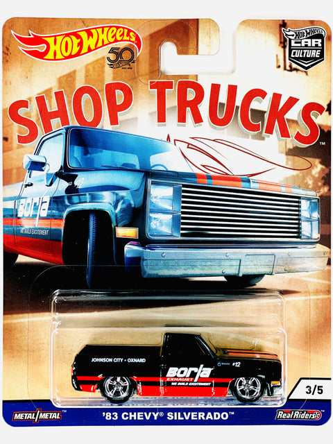Hot Wheels 2017 Shop Trucks Borla '83 Chevy Silverado - Damaged Card