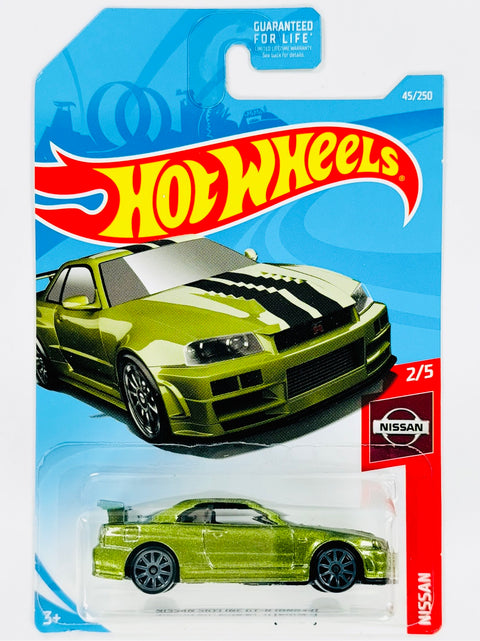 Hot Wheels Nissan Skyline GTR BNR34 Green (45/250) - Damaged Blister