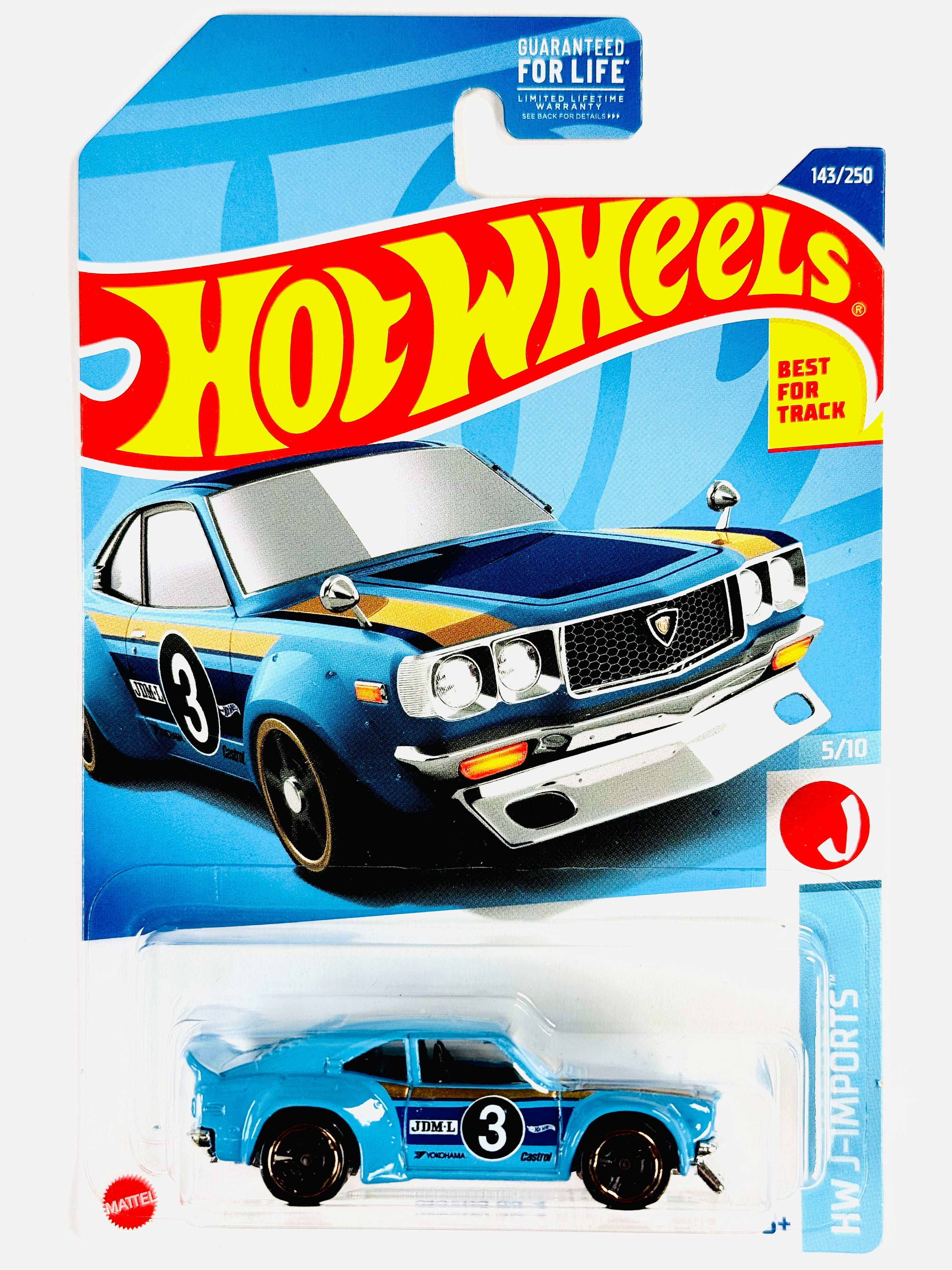 Hot Wheels HW J-Imports Mazda RX3 Blue (143/250) - Damaged Card