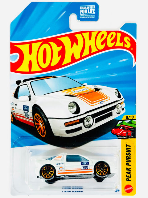 Hot Wheels Peak Pursuit Gulf Ford RS200 White - Damaged Card/Blister