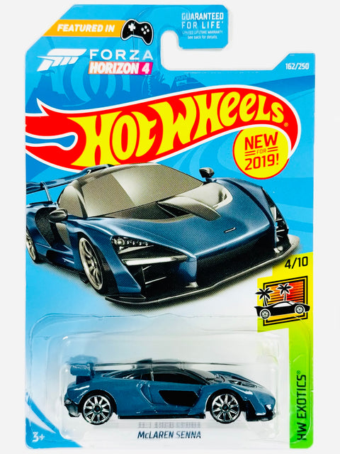 Hot Wheels HW Green Forza Horizon 4 McLaren Senna Blue (162/250) - Damaged Card/Blister